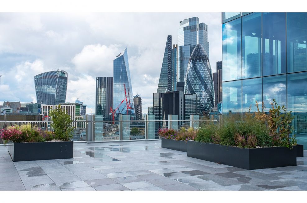 One Braham, London E1 Large Scale, Bespoke Steel Planters for Office